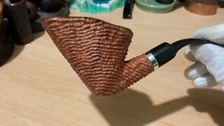 LCS Briars pipe 526 freeform carve-blasted Dublin with silver band