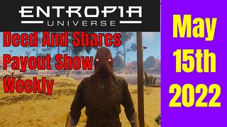 Deed And Shares Payout Show Weekly for Entropia Universe May 15th 2022