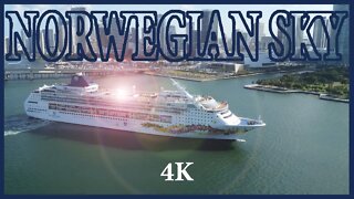 Norwegian Sky Maneuvering in Port of Miami - 4K