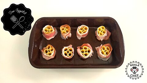 Bacon-wrapped-cheese-pasta! Makes guests happy!