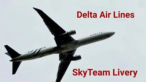 Delta Air Lines SkyTeam Special Livery taking off at LHR London Heathrow Airport over Myrtle Avenue