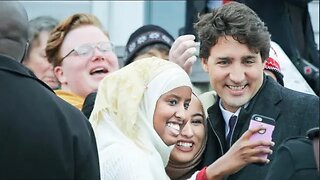 Justin Trudeau met by fans visiting a mosque