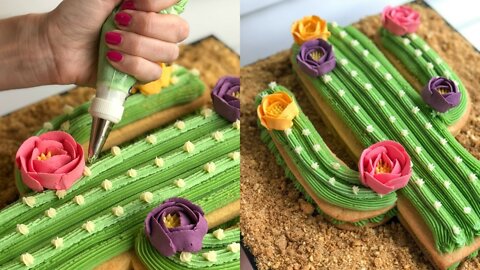 Copycat Recipes Cactus COOKIE Cake - Fun Piping Flowers Cooking Recipes Food Recipes Health