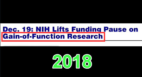 Reminder: 2018 Fauci announced "NIH Lifts Funding Pause on Gain-Of-Function Research"