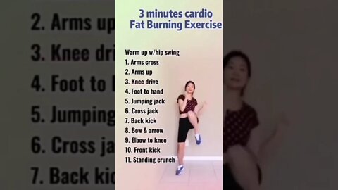 cardio fat burning workout at home for beginners | 3 mins | #workout #cardio #fatburn |