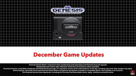Nintendo Switch Online + Expansion Pack - December 2022 Games | SEGA Genesis / Mega Drive
