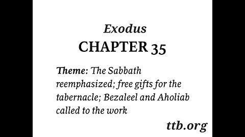 Exodus Chapter 35 (Bible Study)