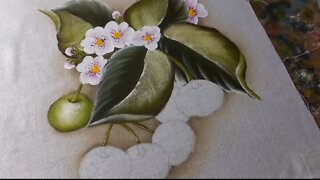Como pintar as Flores de Cereja Pintura em tecido