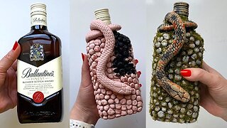 DIY Glass bottle decor 🐍 Snake Bottle from clay