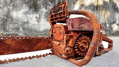 Restoration saw antique wood old abandoned 30 years | restore repair and weld chain saw honda piston