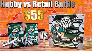 $55 HOBBY vs $55 RETAIL | 2023 Mosaic Football Cards No Huddle Packs x2 and Walmart Mega Box