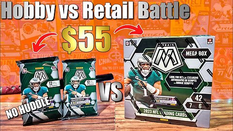 $55 HOBBY vs $55 RETAIL | 2023 Mosaic Football Cards No Huddle Packs x2 and Walmart Mega Box