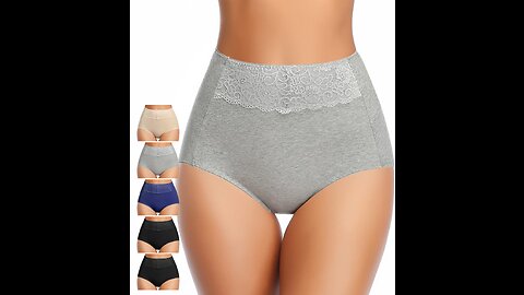 Women's High Waisted Cotton Underwear Soft Breathable Full Coverage Stretch Briefs Ladies Panti...