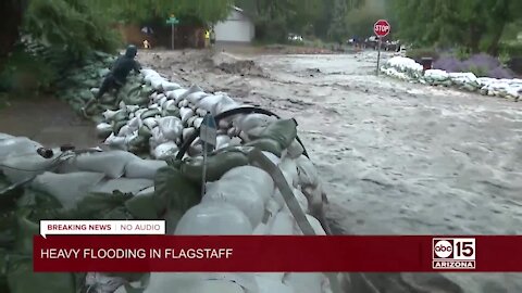 Heavy monsoon floodwaters hit Flagstaff Tuesday