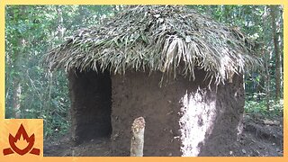 Primitive Technology- Palm Thatched Mud Hut