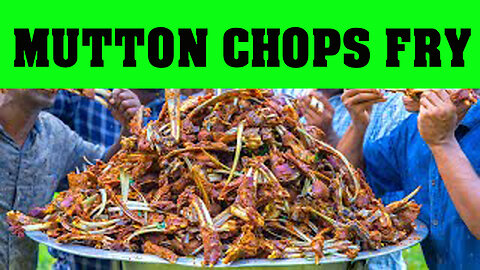 MUTTON CHOPS FRY | Mutton Bone Fry Cooking and Eating | Mutton Chops Recipe Cooking in Village