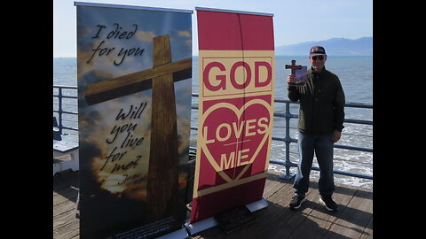 Brother in Christ,-David Gregory is preaching the Gospel on the Santa Monica Pier, Sat., 3-9-2024