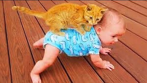 Try not to laugh - funny cats and babys together video part #1 😇 2022 i hope you enjoy the video.
