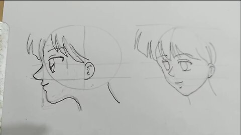 Como Desenhar o Rosto Feminino de Anime e Mangá: de Lado e Meio de Lado.