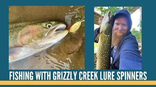 Grizzly Creek Lure Spinner Fishing for Steelhead, Salmon, Bass, & Pike Spring Michigan Fishing 2021
