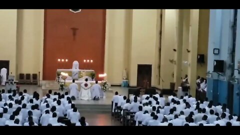Seminaristas del Bigard Memorial en Nigeria, cantando Tantum Ergo de Santo Tomás de Aquino en latín.