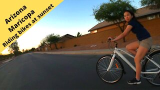 Arizona Maricopa Riding bikes at sunset with Sofia 1