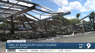 Golf carts destroyed by fire at Randolph Golf Complex