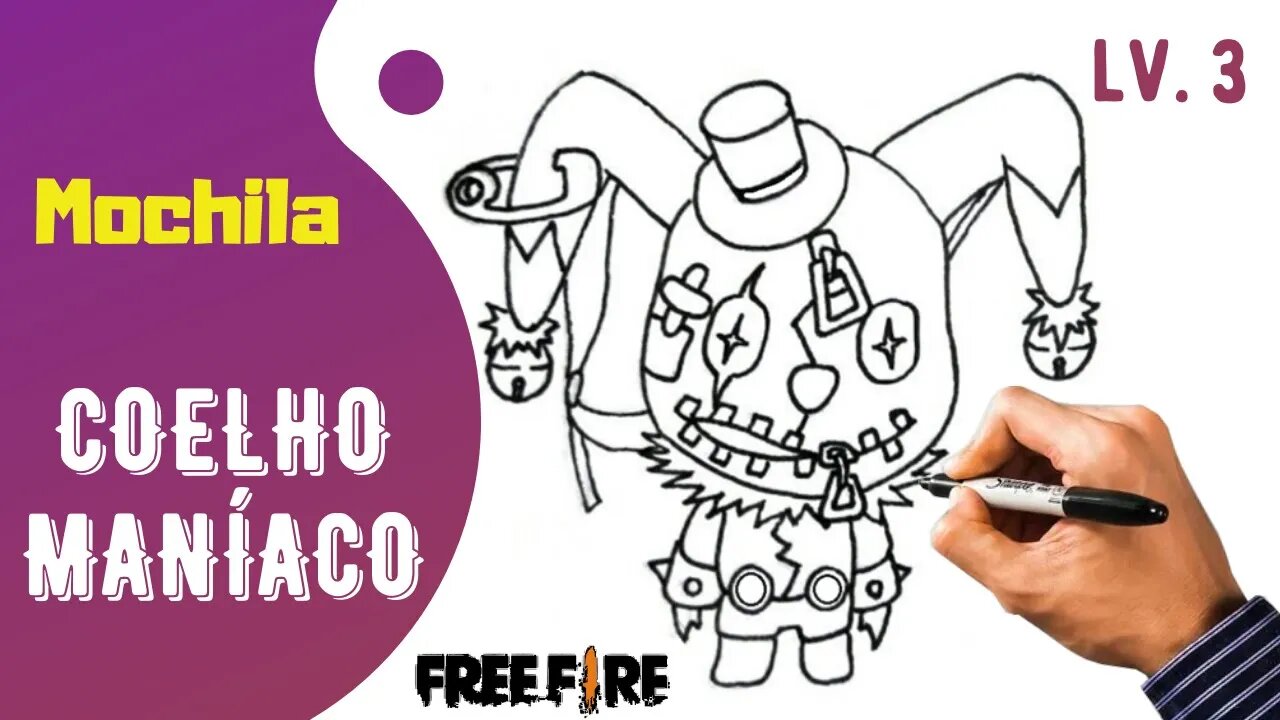 Como Desenhar a Mochila COELHO MANÍACO do Free Fire | LV. 3