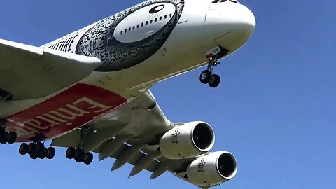 The Emirates Airbus A380 Rturns to Birmingham Airport BHX July 2023