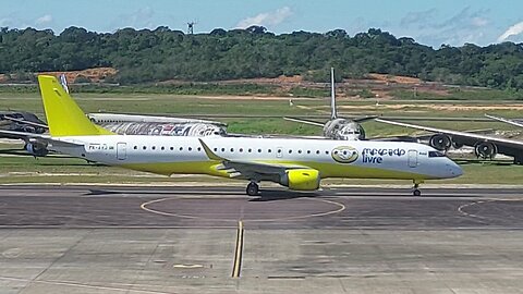 Embraer 195 PR-AYJ taxia e decola de Manaus para Campinas