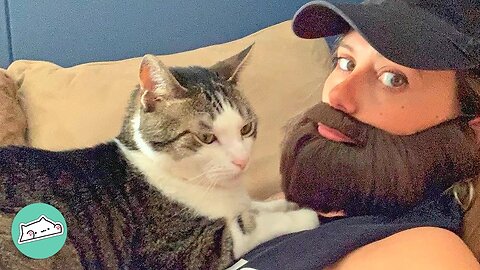 Cat Ignores Woman Unless She Puts A Beard On | Furry Buddies