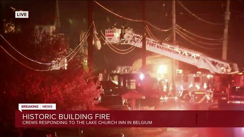 Fire at Lake Church Inn, historic building in Belgium