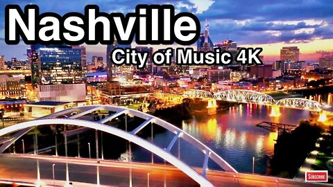 Nashville, Tennessee Skyline at Night 4K Screensaver Drone - City of Music - Aerial Landscapes