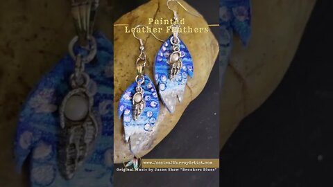 INNER PEARL, 1 inch, feather inspired leather earrings
