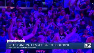 Suns fans cheer on team's win at Footprint Center as team plays in LA