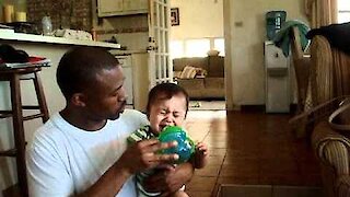 Toddler will only drink from dad's cup, boycotts his bottle