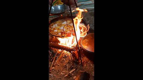 traditional food. Eggs and tomatoes on fire. It is very delicious 😋