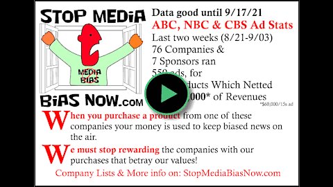 Bi Weekly Update for 08/21 and 9/03/21 - StopMediaBiasNow.com