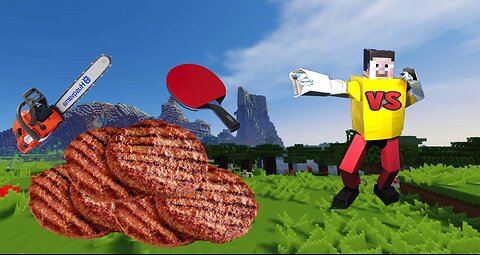 Minecraft. Chainsaw vs tennis racket. Cutlet test