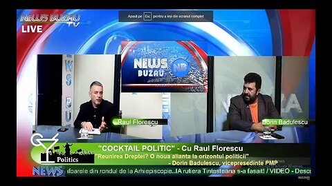 LIVE - TV NEWS BUZAU - "COCKTAIL POLITIC", cu Raul Florescu. "Reunirea Dreptei? O noua alianta la or