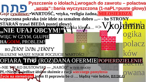 Pyszczenie o idolach i wrogach do zawrotu – polactwa „wrota”::bania wyczyszczona (1naPL=puste głowy)