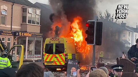 Police clash with protesters gathered near site of UK stabbing attack