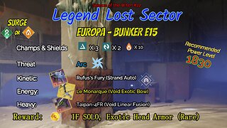 Destiny 2 Legend Lost Sector: Europa - Bunker E15 on my Strand Titan 10-1-23