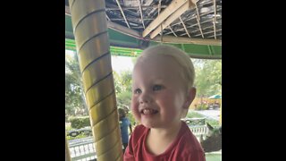 Toddler Gets So Excited When The Carousel Starts Going!