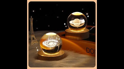 3D Crystal Lights Lamp Glowing Planetary Galaxy Night Light Crystal Ball Night Lights