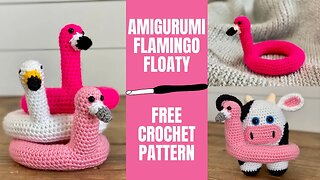 Crochet Amigurumi Toys- Doll Size Flamingo Pool Floaty- Free Crochet Pattern