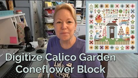 Calico Garden Coneflower Block 1/30/23, Digitize with Simply Applique/BES & Brother ScanNCut