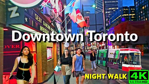 【4K】Downtown Toronto at Night Canada 🇨🇦