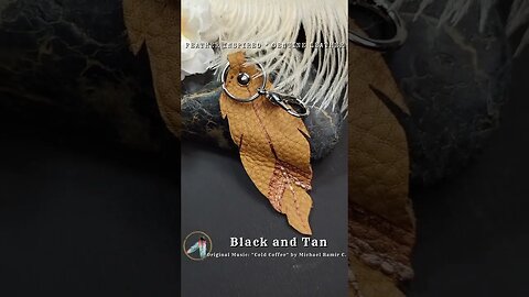 BLACK AND TAN, 4 inch, leather feather keyring