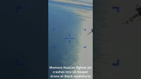 Moment Russian fighter jet crashes into US Reaper drone at Black sea #shorts